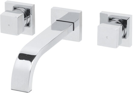 Boss & Wessing BWS Wastafelkraan Inbouw Square 2- knops Chroom (incl inbouwdeel) OP=OP