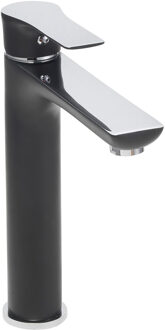 Boss & Wessing BWS Wastafelmengkraan Caspar Hoog Zwart Chroom Chroom-zwart