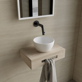 Boss & Wessing Complete Fonteinset BWS Hold Met Handdoekhouder Waskom Wit En fonteinkraan Gunmetal Boss & Wessing