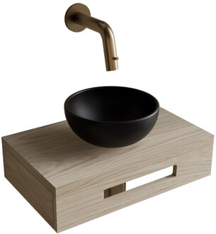 Boss & Wessing Complete Fonteinset BWS Hold Met Handoekhouder Waskom Mat Zwart En fonteinkraan Goud