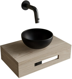 Boss & Wessing Complete Fonteinset BWS Hold Met Handoekhouder Waskom Mat Zwart En fonteinkraan Gunmetal