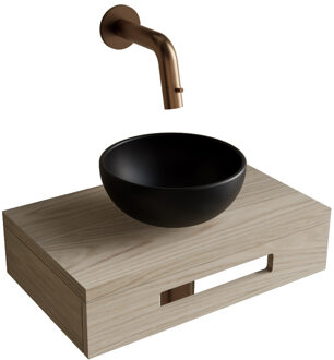 Boss & Wessing Complete Fonteinset BWS Hold Met Handoekhouder Waskom Mat Zwart En fonteinkraan Koper