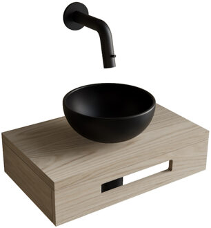 Boss & Wessing Complete Fonteinset BWS Hold Met Handoekhouder Waskom Mat Zwart En fonteinkraan Mat Zwart