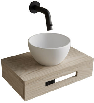 Boss & Wessing Complete Fonteinset BWS Hold Met Handoekhouder Waskom Wit En Fonteinkraan Mat Zwart