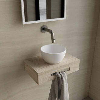 Boss & Wessing Complete Fonteinset BWS Hold Met Handoekhouder Waskom Wit En fonteinkraan RVS