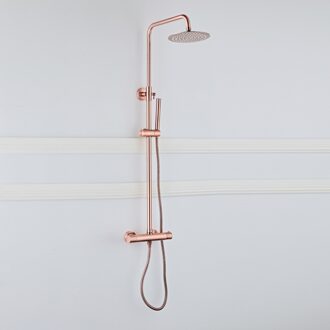 Boss & Wessing Copper Complete Opbouw 20cm Regendouche Met Thermostaatkraan Geborsteld Koper