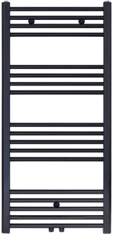 Boss & Wessing Designradiator BWS Nile Gobi 120x60cm Geborsteld Mat Zwart Midden Onderaansluiting