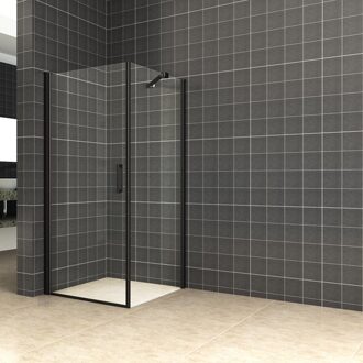 Boss & Wessing Douchecabine Aqua Splash 100x100x200 cm Klapdeur 8 mm Nano Coating Mat Zwart Aqua Splash