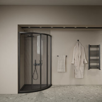 Boss & Wessing Douchecabine BWS Ola 80x80x190 cm Kwartrond Schuif Zwart Boss & Wessing