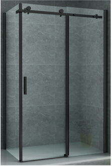 Boss & Wessing Douchecabine BWS Rocta Schuifdeur incl Zijwand 8 mm Glas Mat Zwart (Alle maten)