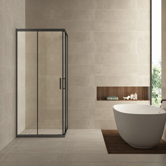 Boss & Wessing Douchecabine BWS Vierkant Hoekinstap 2 Schuifdeuren 100x100x200cm 8mm Helder Glas met Nano Coating Mat Zwart