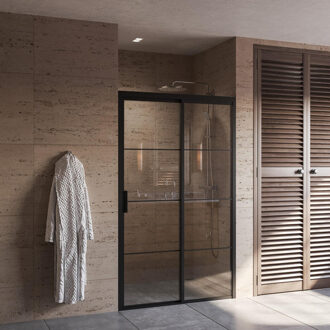 Boss & Wessing Douchedeur BWS Black Edition Frame Softclose Rechts met Schuifdeur 200 cm Helder Glas Zwart (alle maten) Mat Zwart