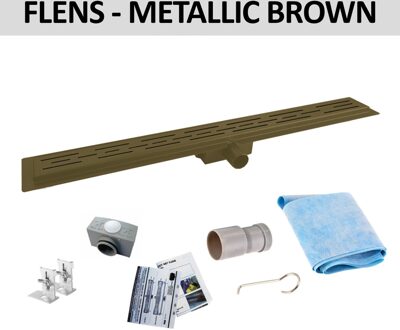 Boss & Wessing Douchegoot Flens BWS Met Uitneembaar Sifon 100 cm Mat Metallic Brown OP=OP