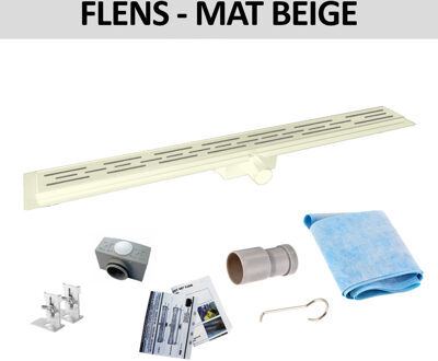 Boss & Wessing Douchegoot Flens BWS Met Uitneembaar Sifon 90 cm Mat Beige OP=OP