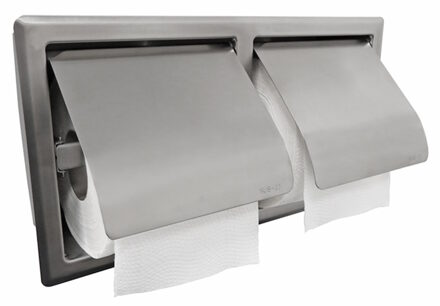 Boss & Wessing Dubbele Toiletrolhouder Inbouw Boss & Wessing Boston met Klep RVS Boss & Wessing
