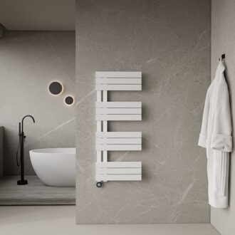 Boss & Wessing Elektrische Handdoekradiator BWS Russ Links aansluiting 593W 120x50 cm Wit Boss & Wessing