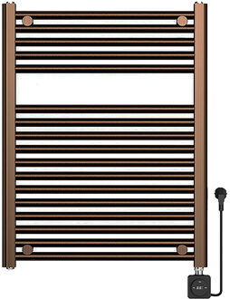 Boss & Wessing Elektrische Radiator BWS Lara 76.6x60 Cm Smart Wifi Geborsteld Brons Koper PVD