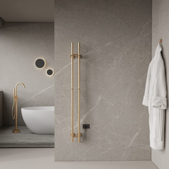 Boss & Wessing Elektrische Staafhanddoekradiator Dubbel BWS Roku 120 Watt 150 cm Geborsteld Goud