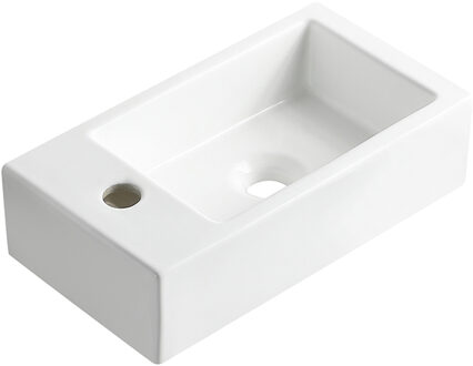 Boss & Wessing Fontein BWS Blong 40x22 Kraangat Links Glanzend Wit Boss & Wessing