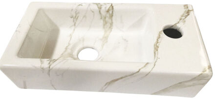 Boss & Wessing Fontein BWS Marmerlook Rechts 36x18x9 cm Keramiek Wit Carrara