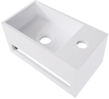 Boss & Wessing Fontein BWS Veroni met Handdoekhouder Solid Surface Mat Wit (kraangat rechts)