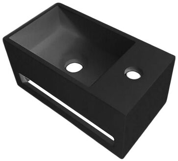 Boss & Wessing Fontein BWS Veroni met Handdoekhouder Solid Surface Mat Zwart Boss & Wessing