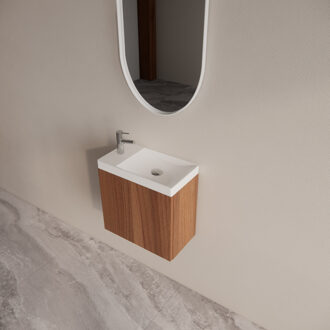 Boss & Wessing Fontein set BWS Riga Walnoot Met Piccolo Fontein Wit Bruin