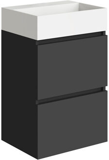 Boss & Wessing Fonteinkast BWS Melina 45 cm Mat Zwart Met Wastafel Glans Wit