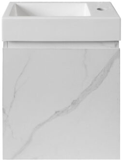 Boss & Wessing Fonteinkast BWS Sona Met Verticaal Reliëf Soft-close Wit Marmer