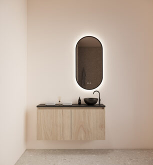 Boss & Wessing Fonteinmeubel BWS Meadow 100x50 cm Kastanje Eiken Incl. Topplaat Mat Zwart