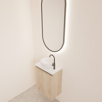 Boss & Wessing Fonteinmeubel BWS Meadow 40x50 cm Kastanje Eiken Incl. Topplaat Mat Wit