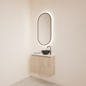 Boss & Wessing Fonteinmeubel BWS Meadow 60x50 cm Kastanje Eiken Incl. Topplaat Mat Wit