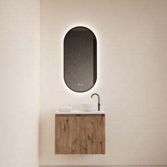 Boss & Wessing Fonteinmeubel BWS Meadow 60x50 cm Wellington Oak Incl. Topplaat Mat Wit Eiken