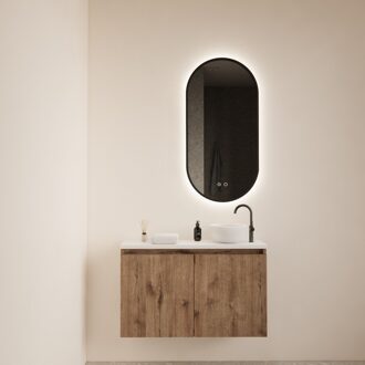 Boss & Wessing Fonteinmeubel BWS Meadow 80x50 cm Wellington Oak Incl. Topplaat Mat Wit Eiken