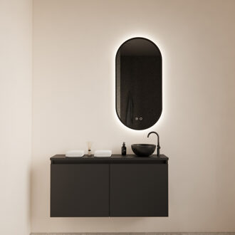 Boss & Wessing Fonteinmeubel Meadow 100x50 cm Mat Zwart Incl. Topplaat - Fonteinmeubel Meadow 100x50 cm Mat Zwart Incl. Topplaat