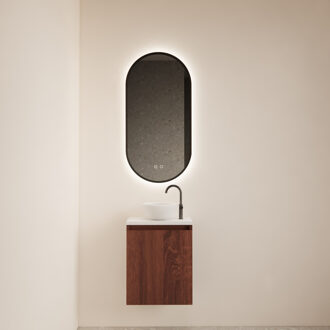 Boss & Wessing Fonteinmeubel Meadow 40x50 cm Choco Eiken Incl. Topplaat Mat Wit - Fonteinmeubel Meadow 40x50 cm Choco Eiken Incl. Topplaat Mat Wit