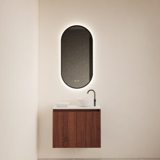 Boss & Wessing Fonteinmeubel Meadow 60x50 cm Choco Eiken Incl. Topplaat Mat Wit - Fonteinmeubel Meadow 60x50 cm Choco Eiken Incl. Topplaat Mat Wit