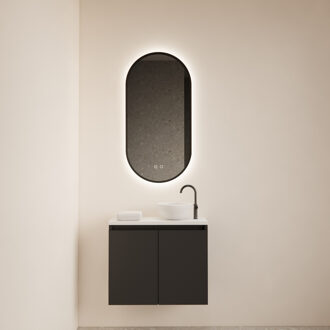 Boss & Wessing Fonteinmeubel Meadow 60x50 cm Mat Zwart Incl. Topplaat Mat Wit - Fonteinmeubel Meadow 60x50 cm Mat Zwart Incl. Topplaat Mat Wit