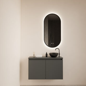 Boss & Wessing Fonteinmeubel Meadow 80x50 cm Graphite Grijs Incl. Topplaat - Fonteinmeubel Meadow 80x50 cm Graphite Grijs Incl. Topplaat