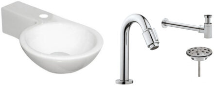 Boss & Wessing FonteinPack COMPACTE FONTEIN SLANKIE WIT links (Keuze uit 18 kranen)