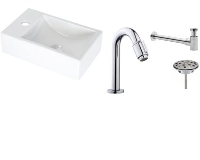 Boss & Wessing FonteinPack Houston Links Keramiek 37x23x11 Wit (Keuze uit 18 kranen)