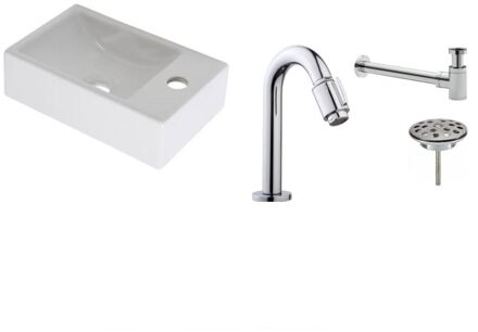 Boss & Wessing FonteinPack Houston Rechts Keramiek 37x23x11 Wit (Keuze uit 18 kranen)