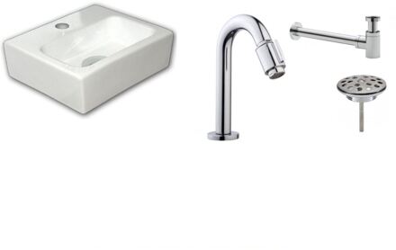 Boss & Wessing FonteinPack Mini Beta Keramiek 28x24x9 cm Wit (Keuze uit 18 kranen)