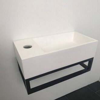 Boss & Wessing Fonteinset AQS Solid Black 40x22x10 cm met Mat Zwart Frame - Kraangat Rechts