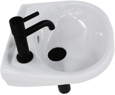 Boss & Wessing Fonteinset Boss & Wessing Athene Keramiek Eenhendelkraan En Sifon 35x30x12 cm Wit