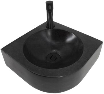 Boss & Wessing Fonteinset Boss & Wessing Viktor Natuursteen Eenhendelkraan En Sifon 30x30x10 cm Mat Zwart