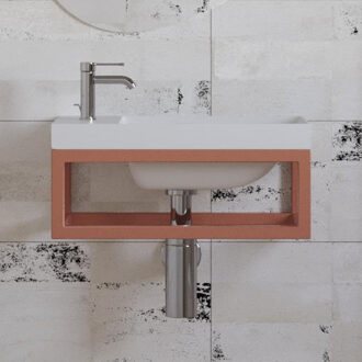 Boss & Wessing Fonteinset BWS Paris 40x22 cm met Glans Wit Fontein Mat Koper