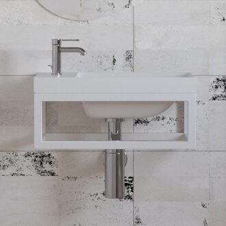 Boss & Wessing Fonteinset BWS Paris 40x22 cm met Glans Wit Fontein Mat Wit