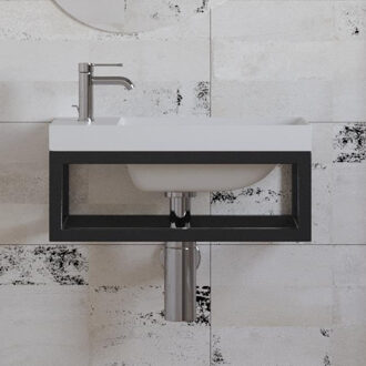 Boss & Wessing Fonteinset BWS Paris 40x22 cm met Mat Wit Fontein Mat Zwart