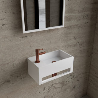 Boss & Wessing Fonteinset BWS Solid Surface Met Handdoekhouder Links Wit Koper Boss & Wessing